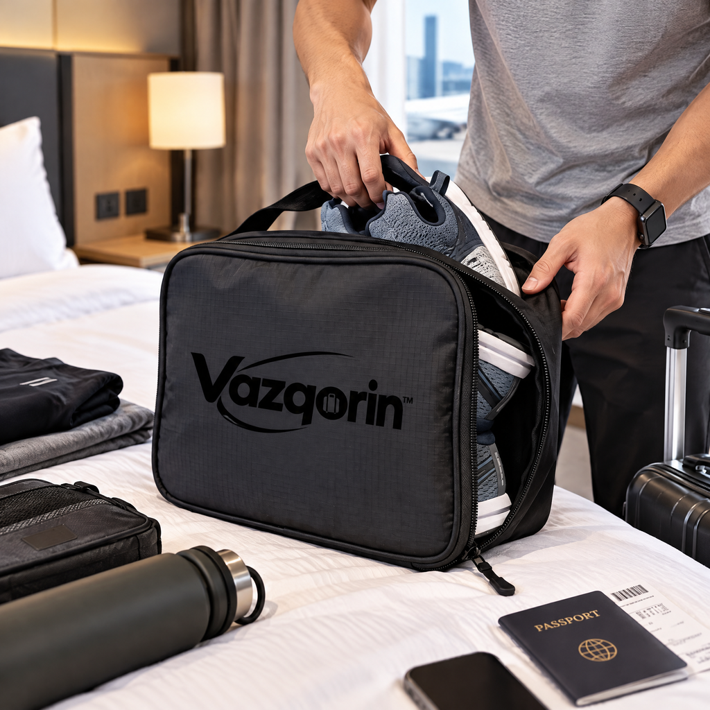 Vazqorin™ Portable Travel Shoe Bag – Durable Zippered Luggage Shoe Organizer Cube with Top Handle