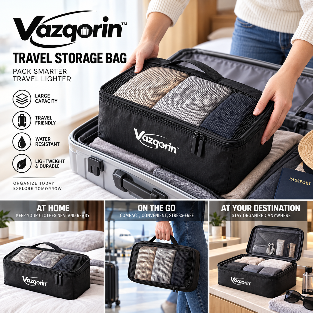 Vazqorin™ Travel Packing Cube – Lightweight, Water-Resistant Luggage Organizer Bag with Breathable Mesh Top