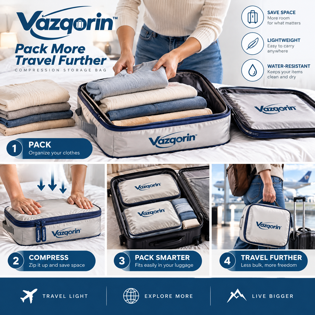 Vazqorin™ Compression Packing Cube – Lightweight, Water-Resistant Luggage Organizer for Travel