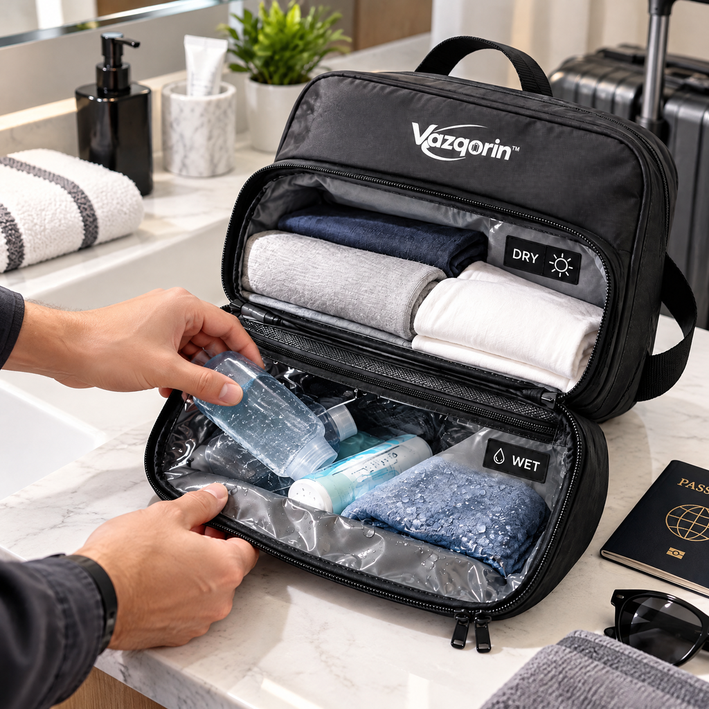 Vazqorin™ Wet &amp; Dry Separation Travel Bag – Waterproof Dual-Compartment Organizer for Clothes, Toiletries &amp; Gym Essentials