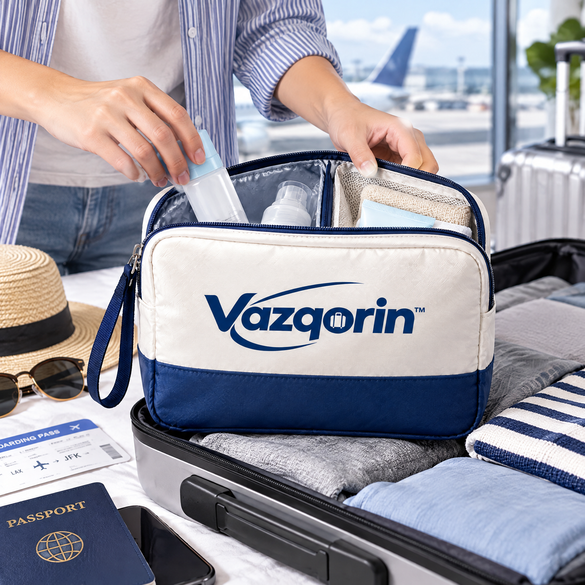 Vazqorin™ Dry Wet Separation Travel Bag – Waterproof Dual-Compartment Toiletry &amp; Cosmetic Pouch, Portable Lightweight Organizer for Travel, Gym, and Beach